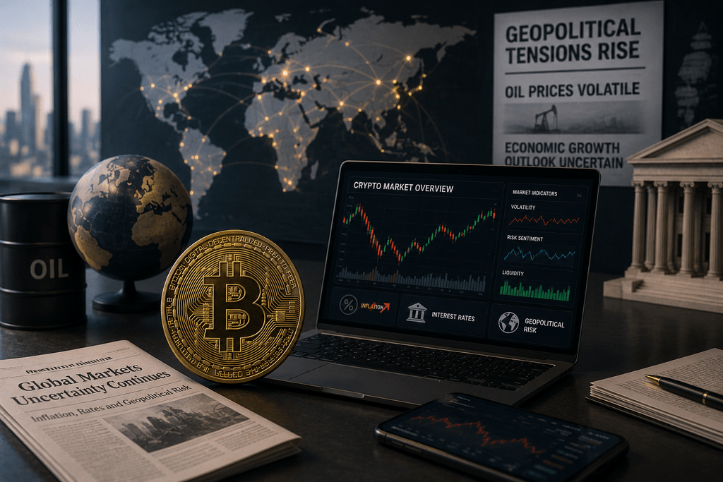 Crypto market sentiment April 2026 amid geopolitical tensions, oil price volatility, inflation and economic uncertainty