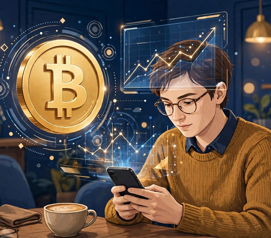 reading bitnewspost.com crypto news on phone