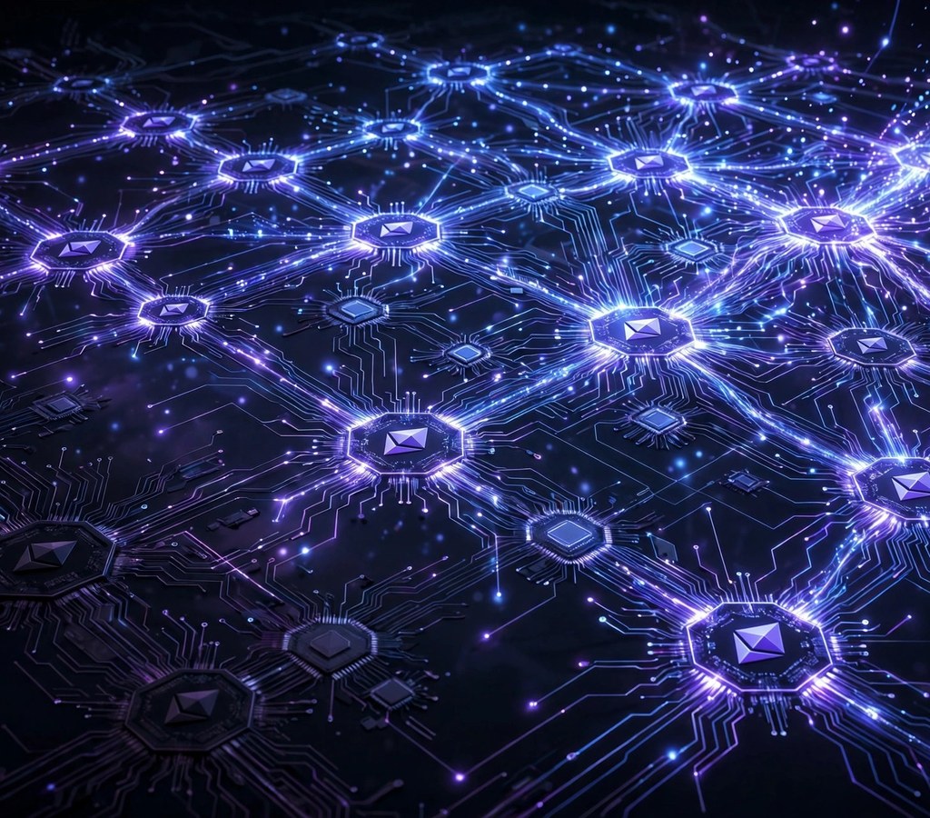 Ethereum network nodes illustration representing the delayed Glamsterdam upgrade timeline