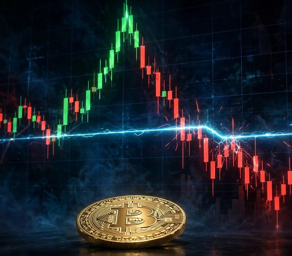 Bitcoin price spiking then dipping below 80000 dollars after the hawkish Fed hold