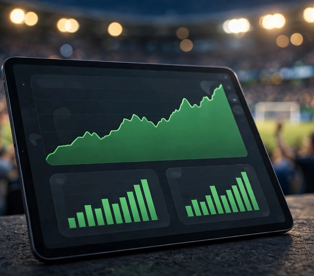 Prediction markets growth chart on a trading dashboard concept