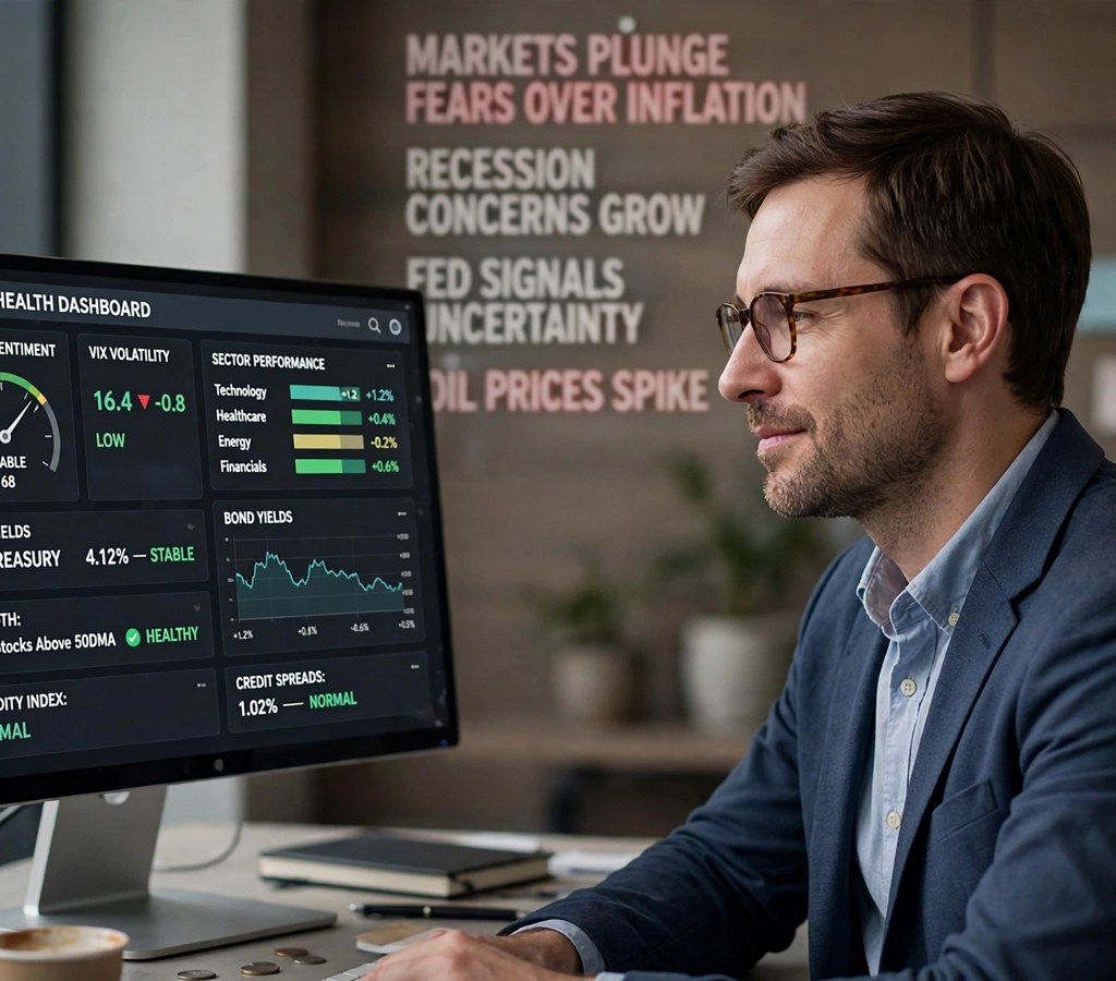 investor checking crypto market health dashboard