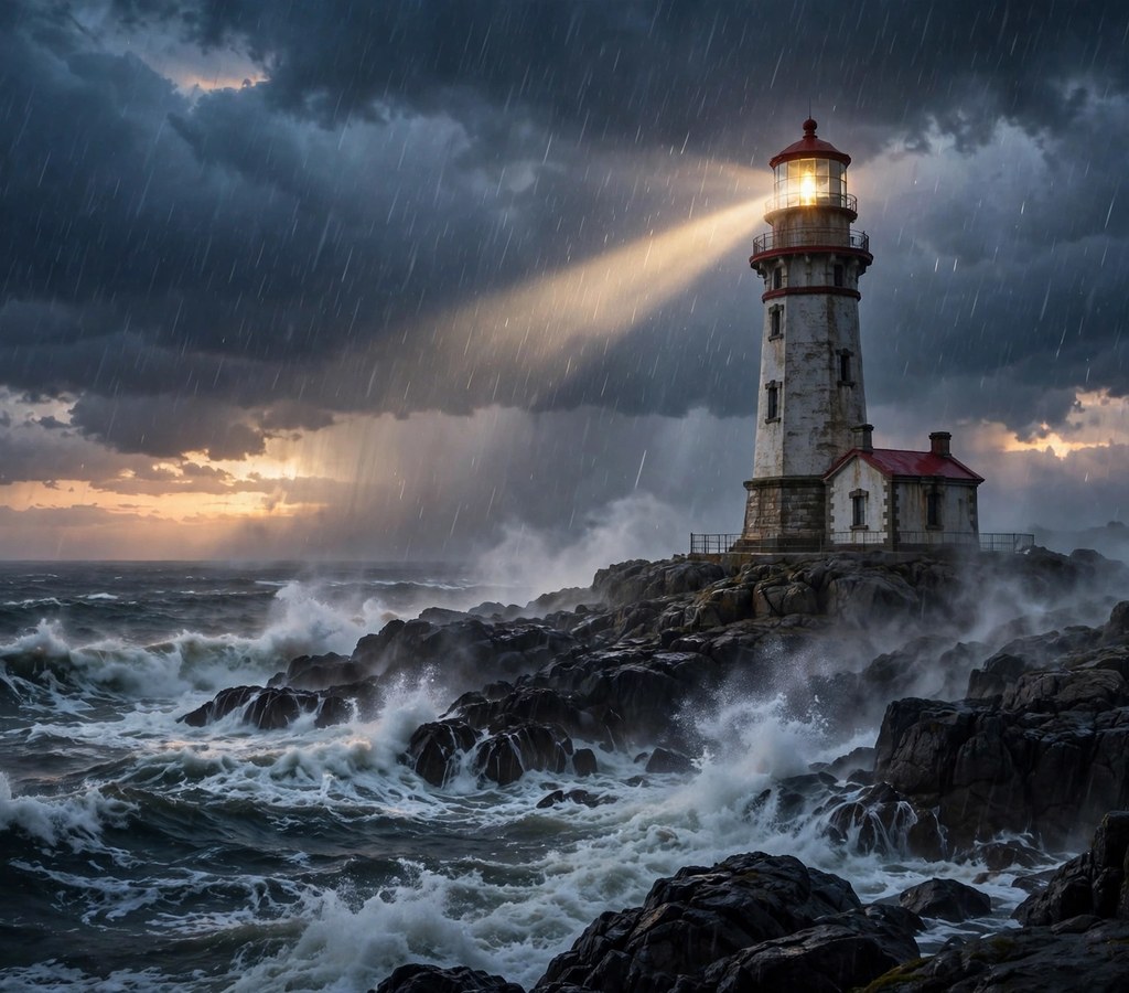 lighthouse in a storm symbolising long term crypto signals